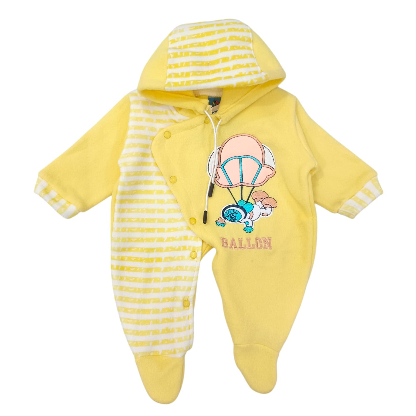 CNW1214 0 to 3 Months Winter Fleece Hooded Romper