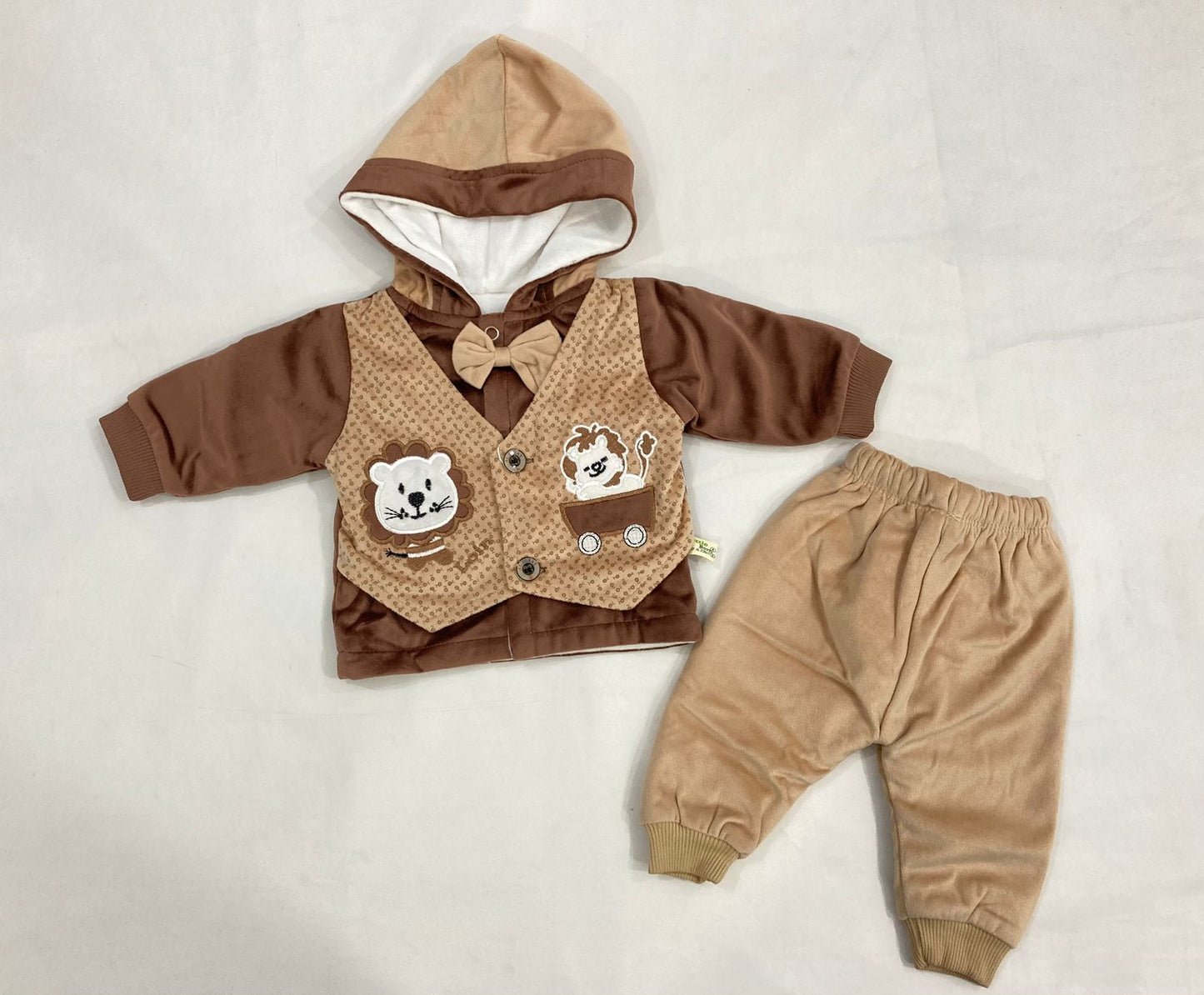 CN12409 0 to 3 Months Winter Micro Velvet Hooded Dress