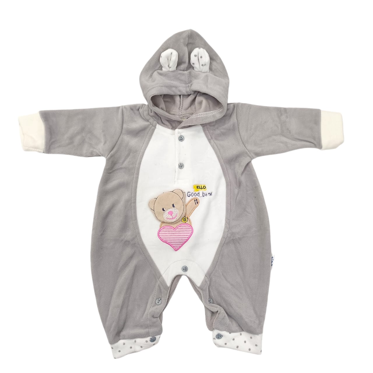 CNWA81  0 to 3 Months Winter Micro Velvet Hooded Romper