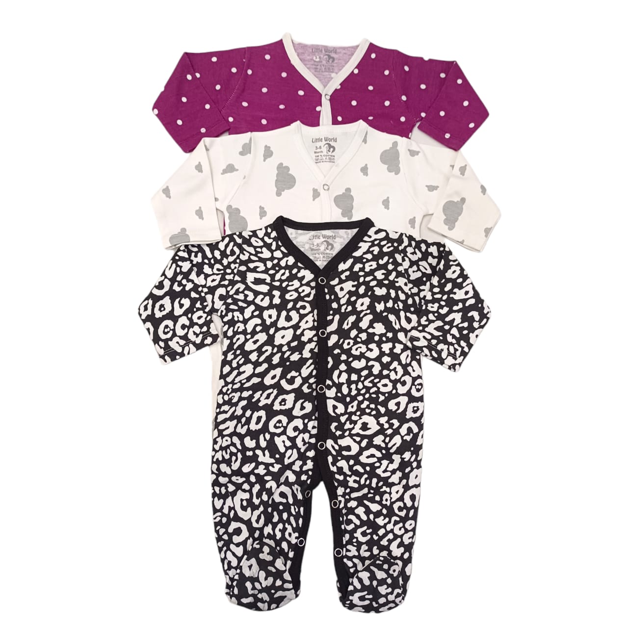 CN2448 Pack of 3 Close Foot Romper