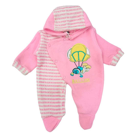 CNW1214 0 to 3 Months Winter Fleece Hooded Romper