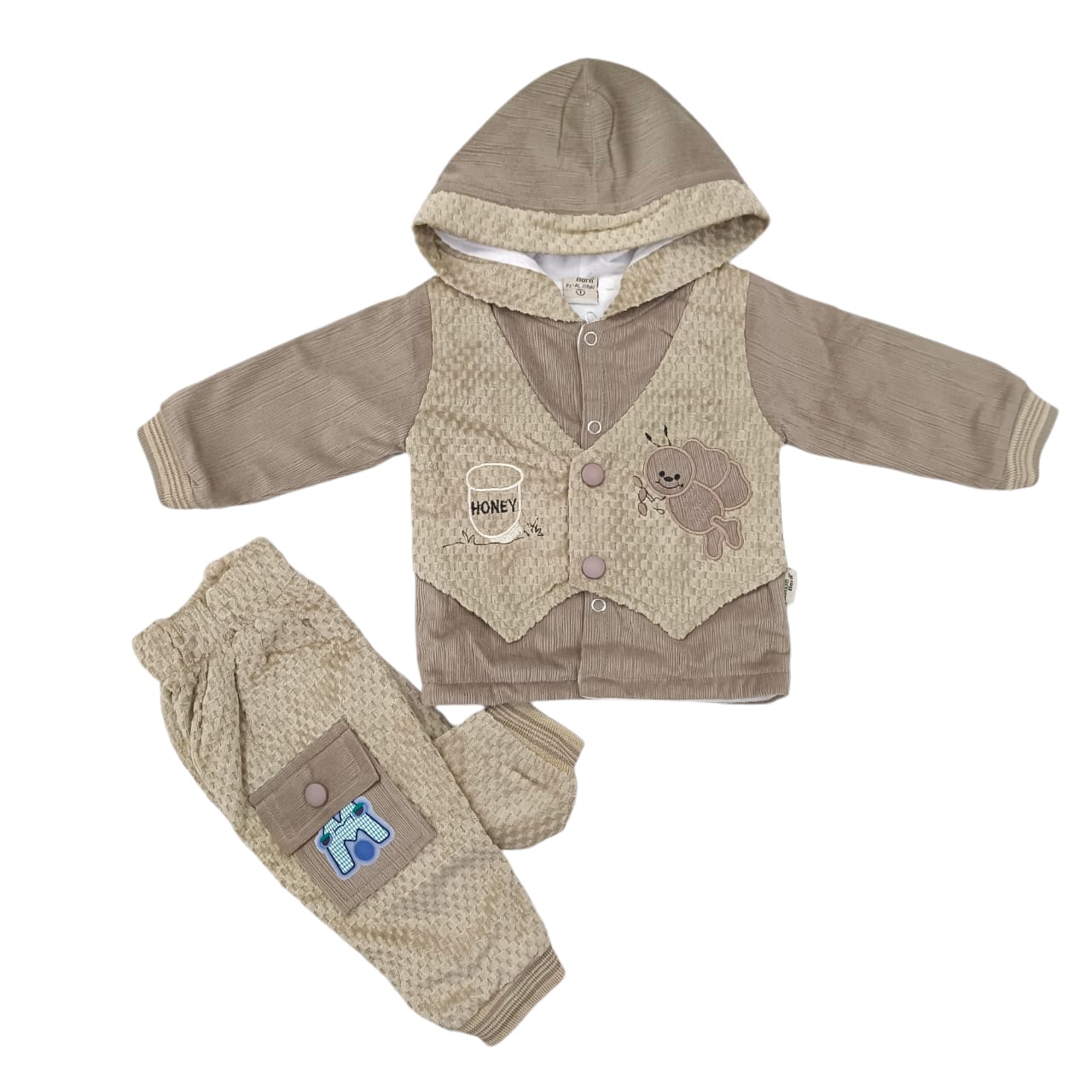 CN12273 0 to 3 Months Winter Micro Velvet Hooded Dress