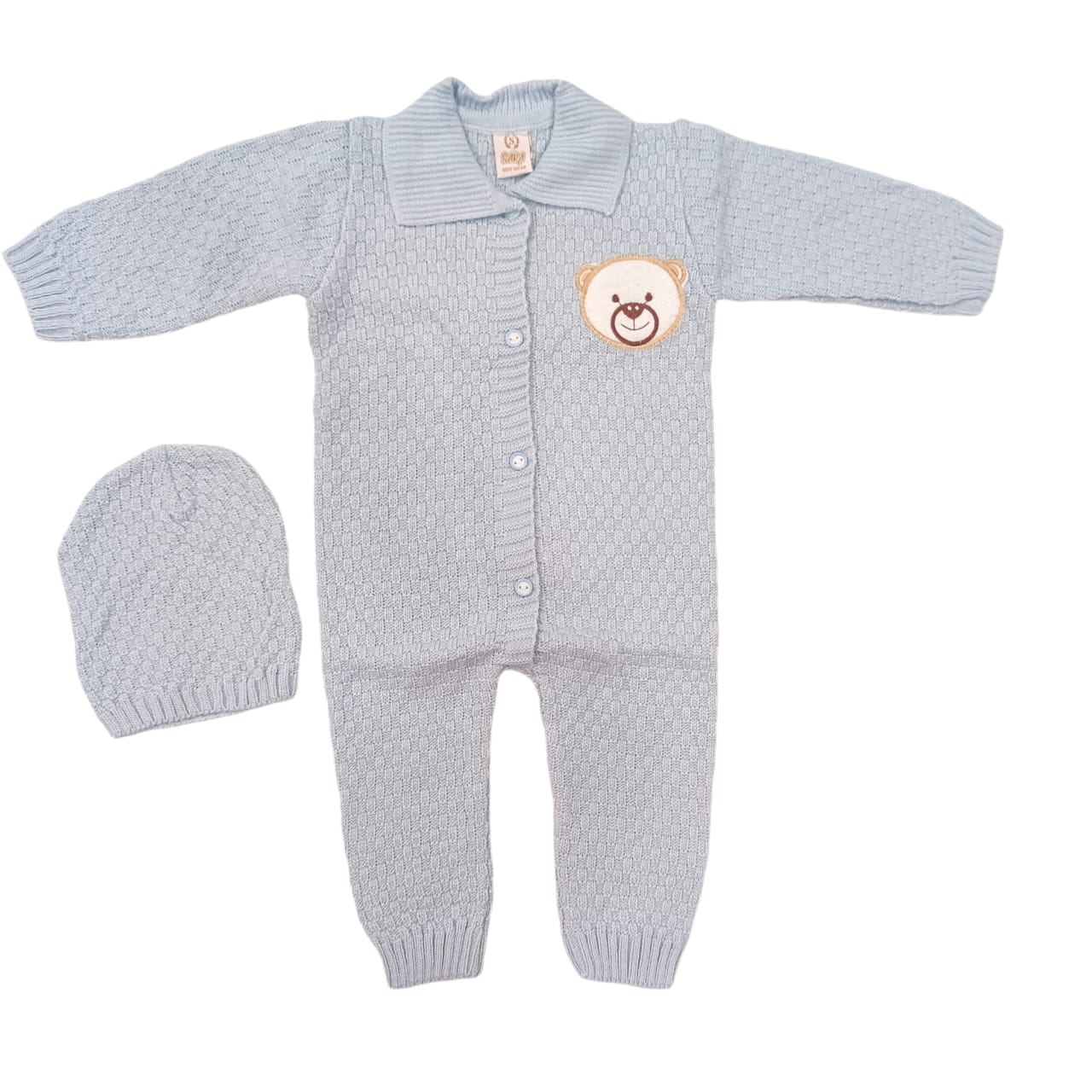 CNWN801 0 to 6 Months Knitted Baby Romper With Cap