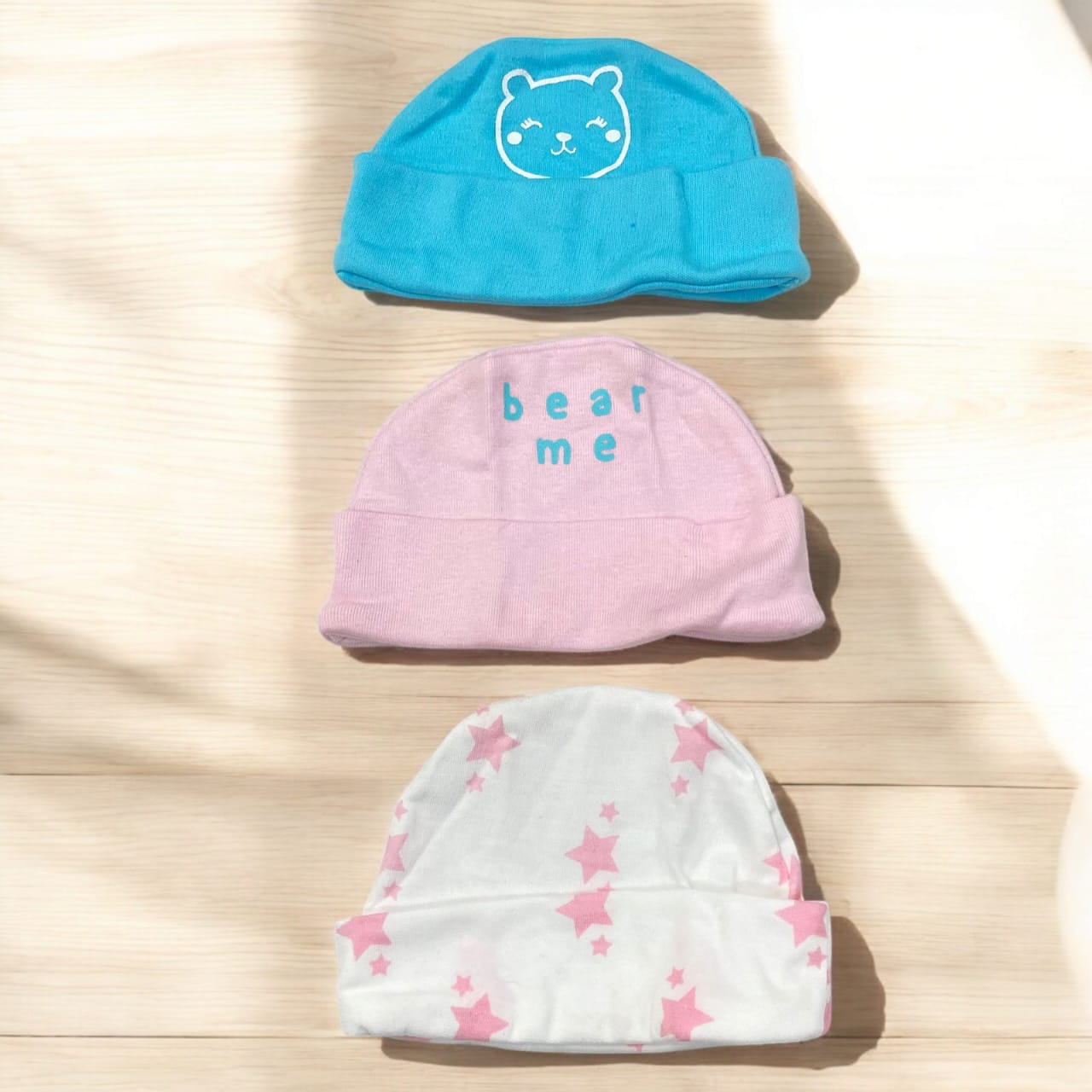 AC015 Newborn Baby Summer Caps Pack of 3