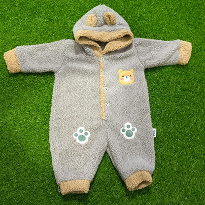 CNW186 0 to 3 Months Shaggy Hooded Romper