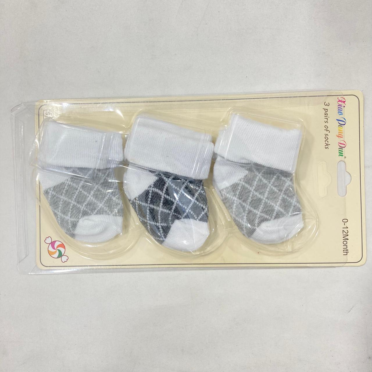 AC859 0to3 Months Imported Winter Socks Pack of 3