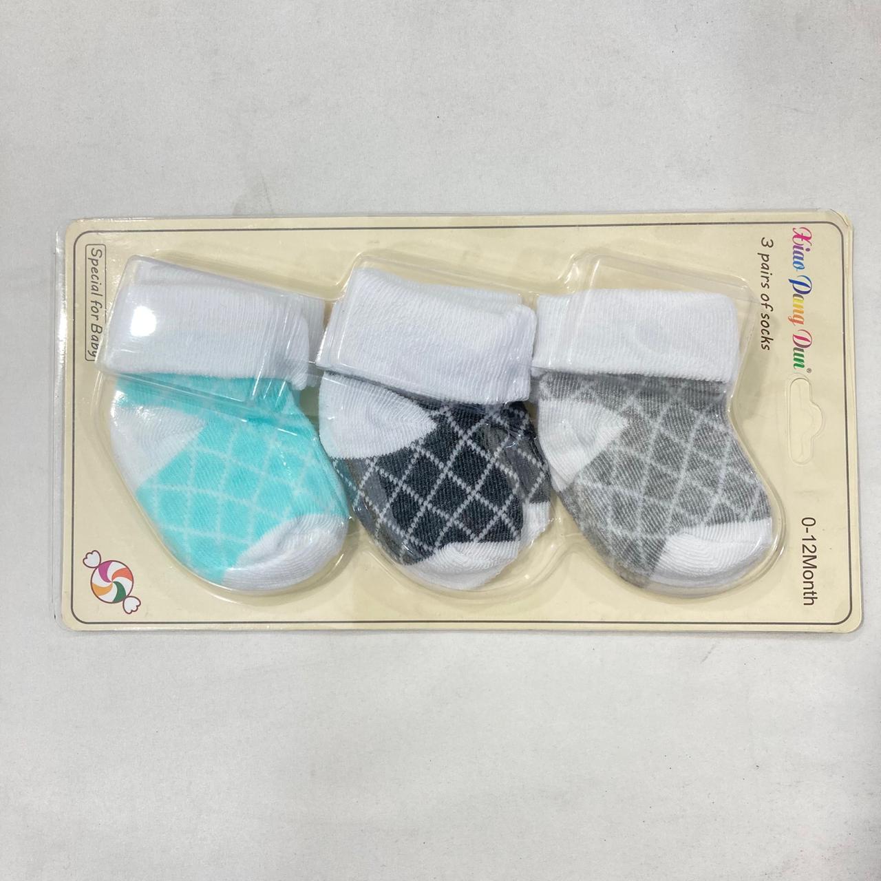 AC859 0to3 Months Imported Winter Socks Pack of 3