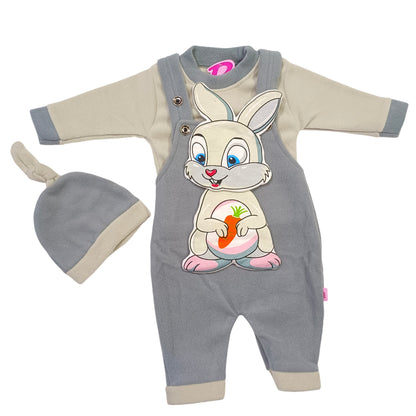 CNW901 0 to 3 Months Winter Fleece Romper with Knotted Cap