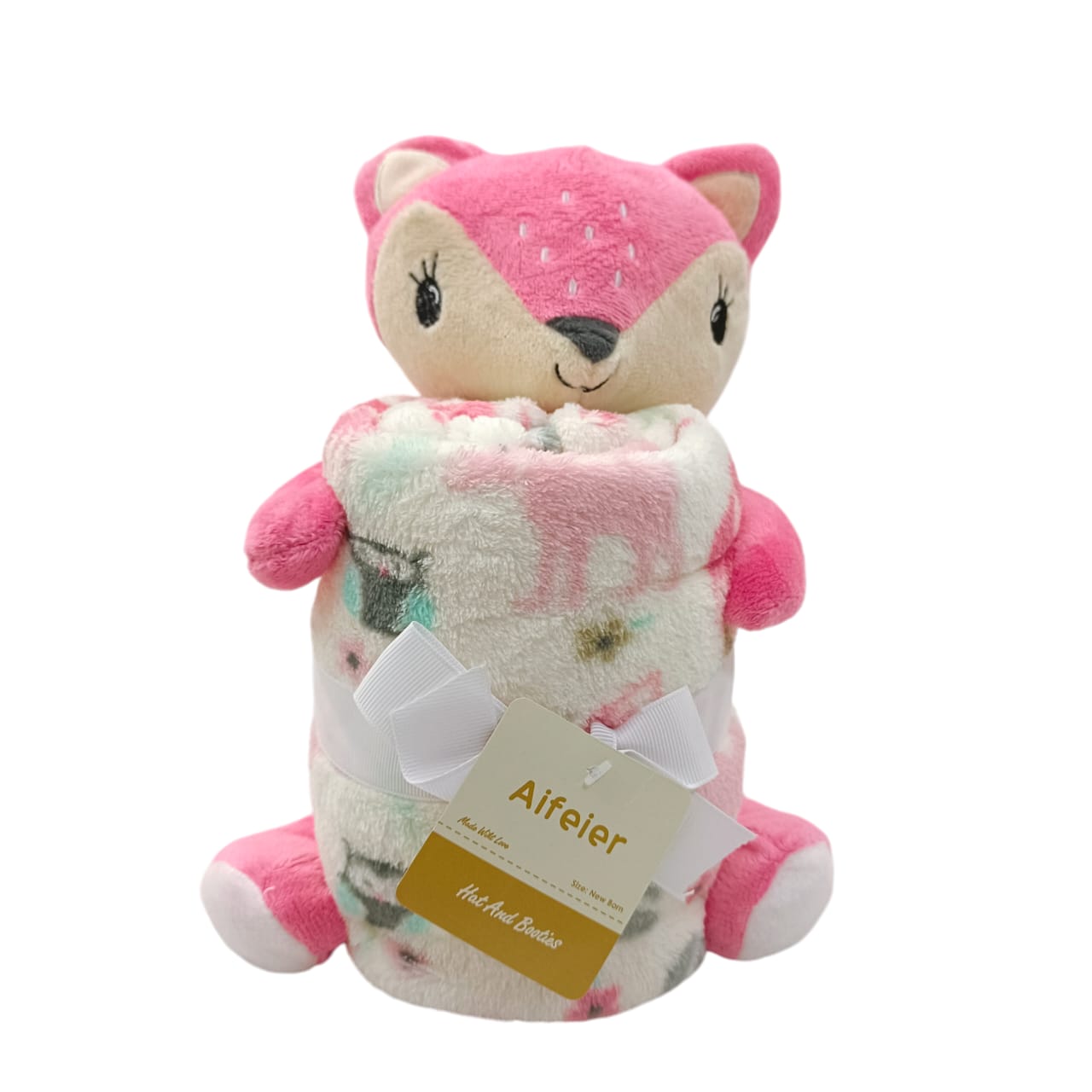 AC007 Soft Plush Toy With Baby Wrapping Blanket