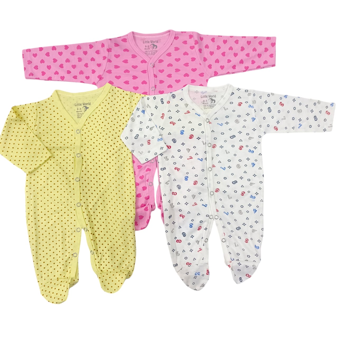 CN2448 Pack of 3 Close Foot Romper