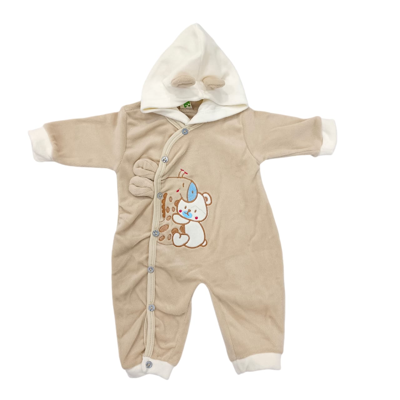 CNWA61 0 to 3 Months Winter Micro Velvet Hooded Romper