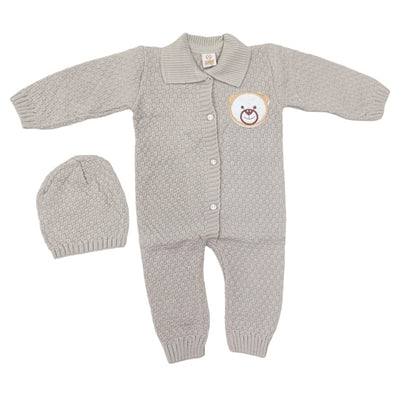 CNWN801 0 to 6 Months Knitted Baby Romper With Cap