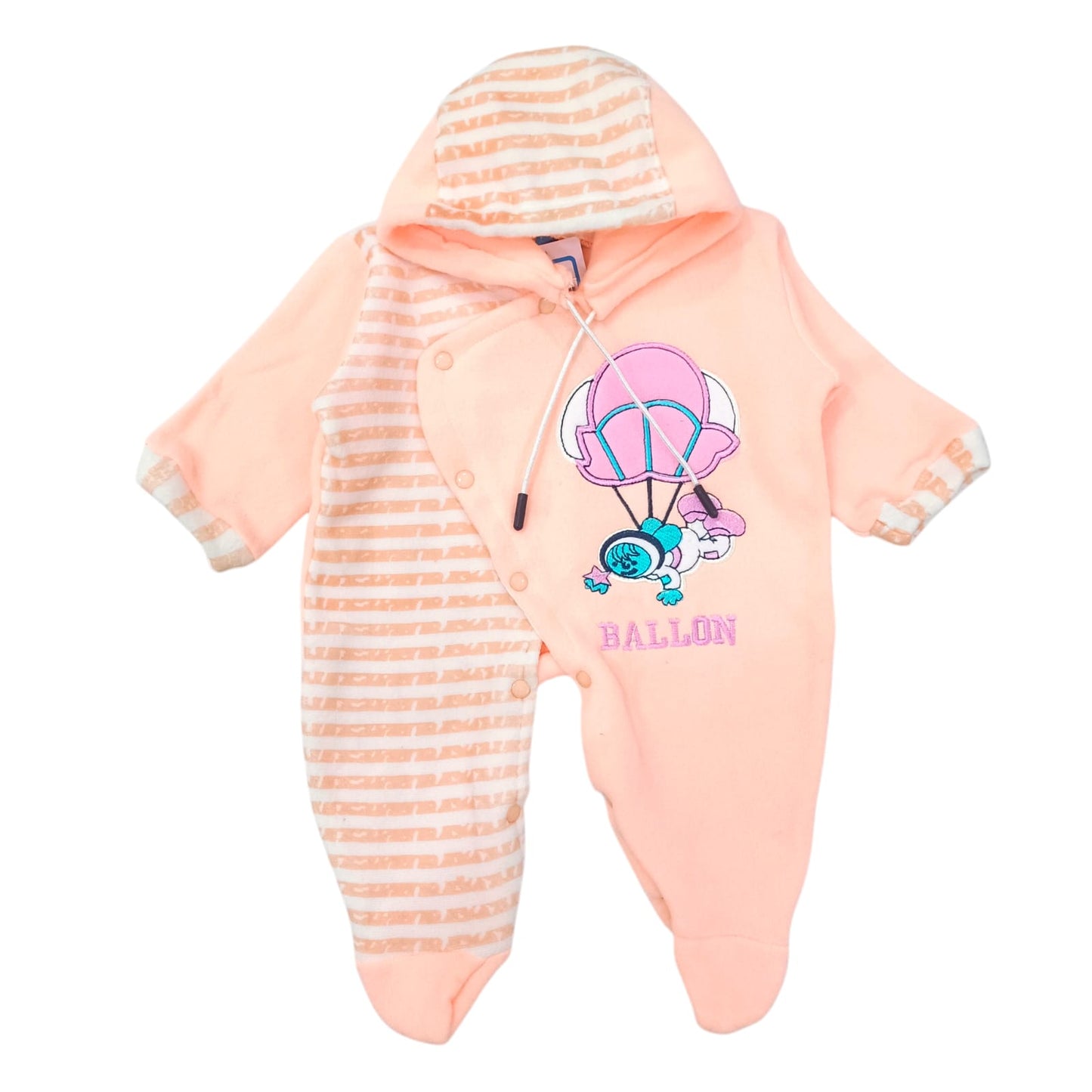 CNW1214 0 to 3 Months Winter Fleece Hooded Romper