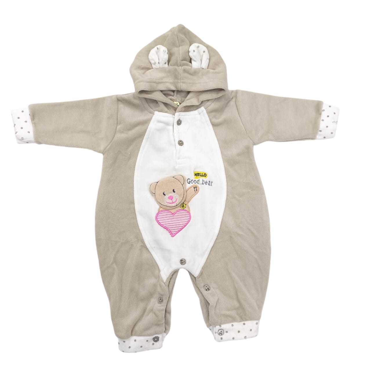 CNWA81  0 to 3 Months Winter Micro Velvet Hooded Romper